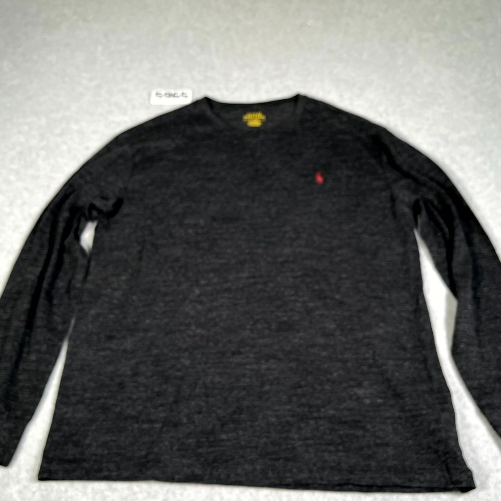 Polo Ralph Lauren Shirt Men Medium Gray Cotton Classic Fit Crew Neck Long Sleeve